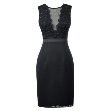 Kate Kasin Sexy sans manches avant avant V-Back Bodycon crayon sequins noir bretelles soirée robe de bal robe de soirée KK001071-1